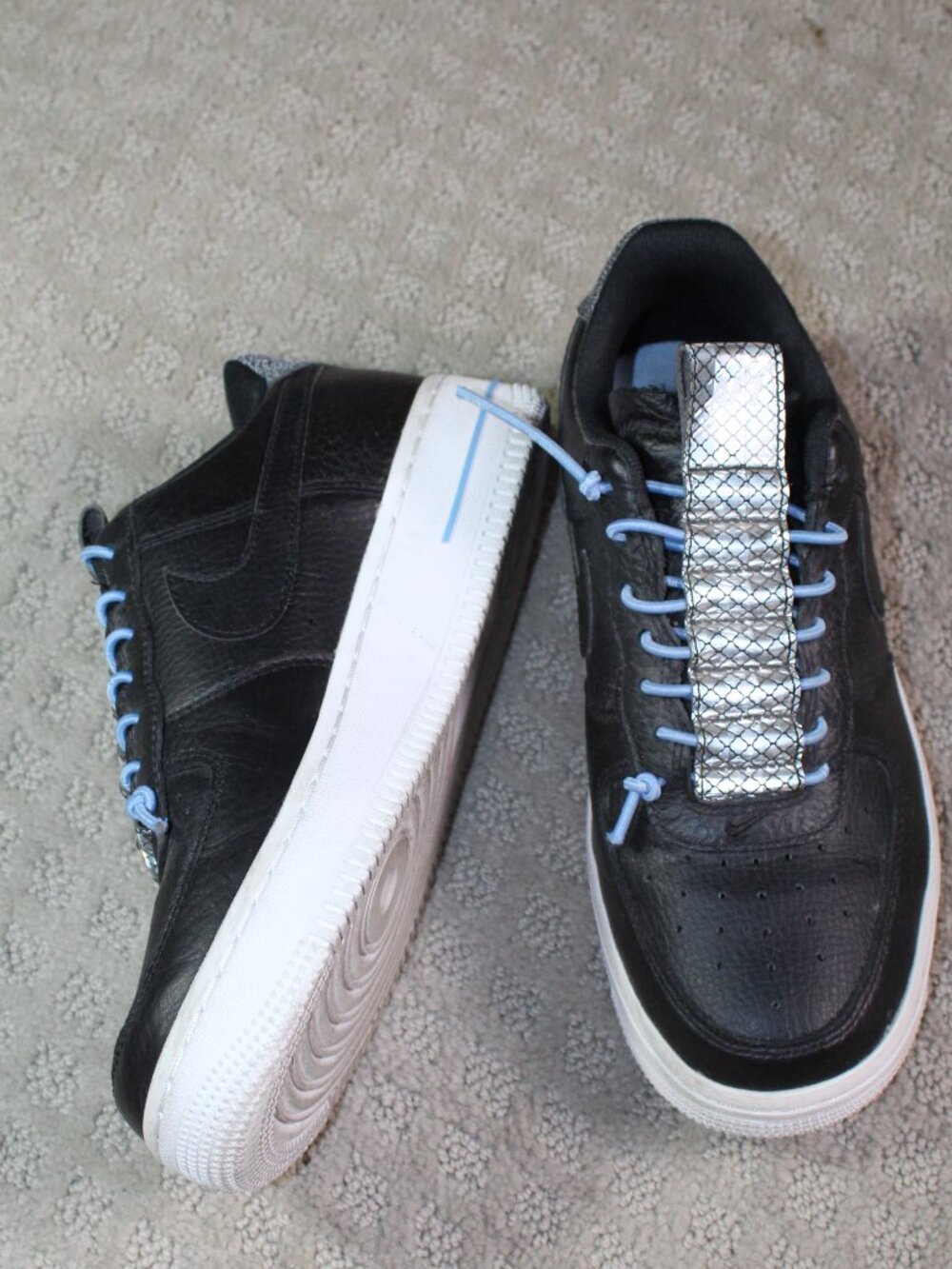 Nike 898889-015 Air Force 1 '07 Lux Black Reflective Sneakers Women's Size 6 US